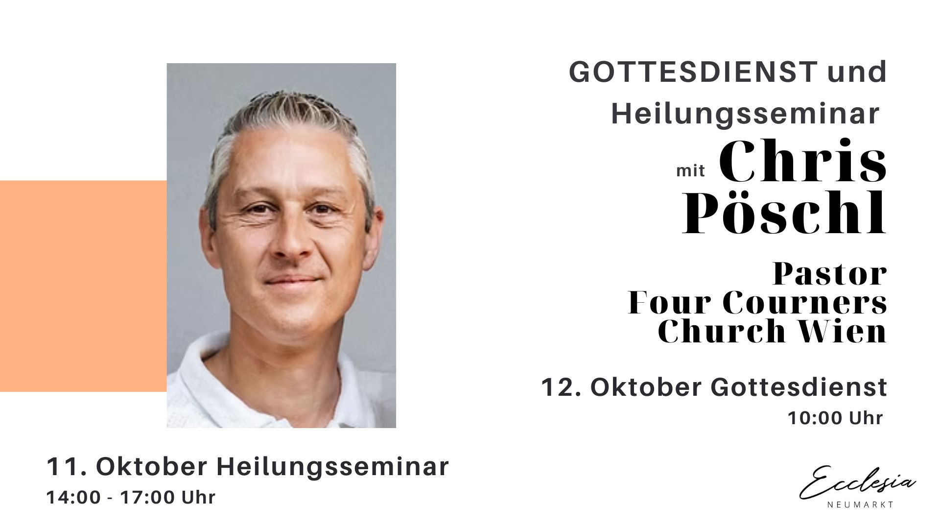 Heilungsseminar & Gottesdienst mit Pastor Chris Pöschl